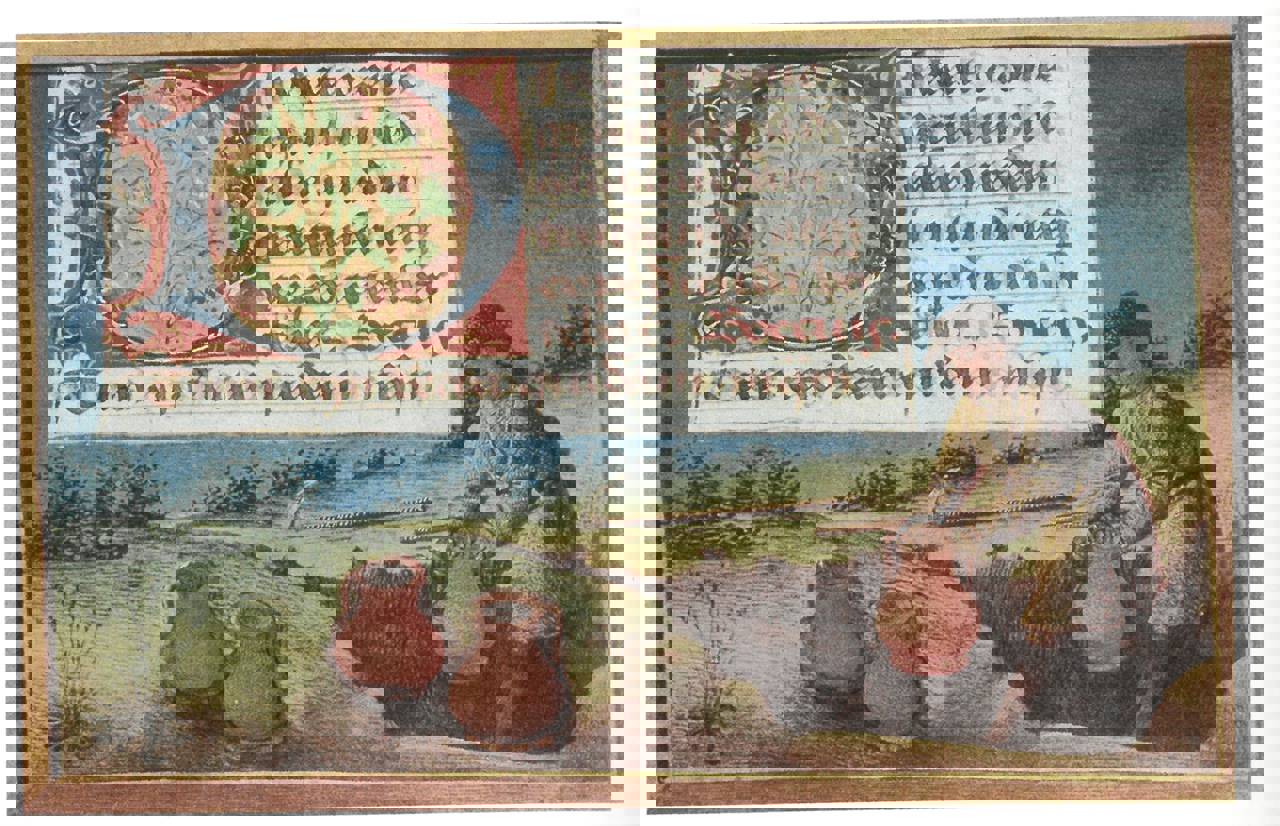 Fig. 8: Nedgravning af Skatte. Illustration i fransk håndskrift fra 1400-årene.