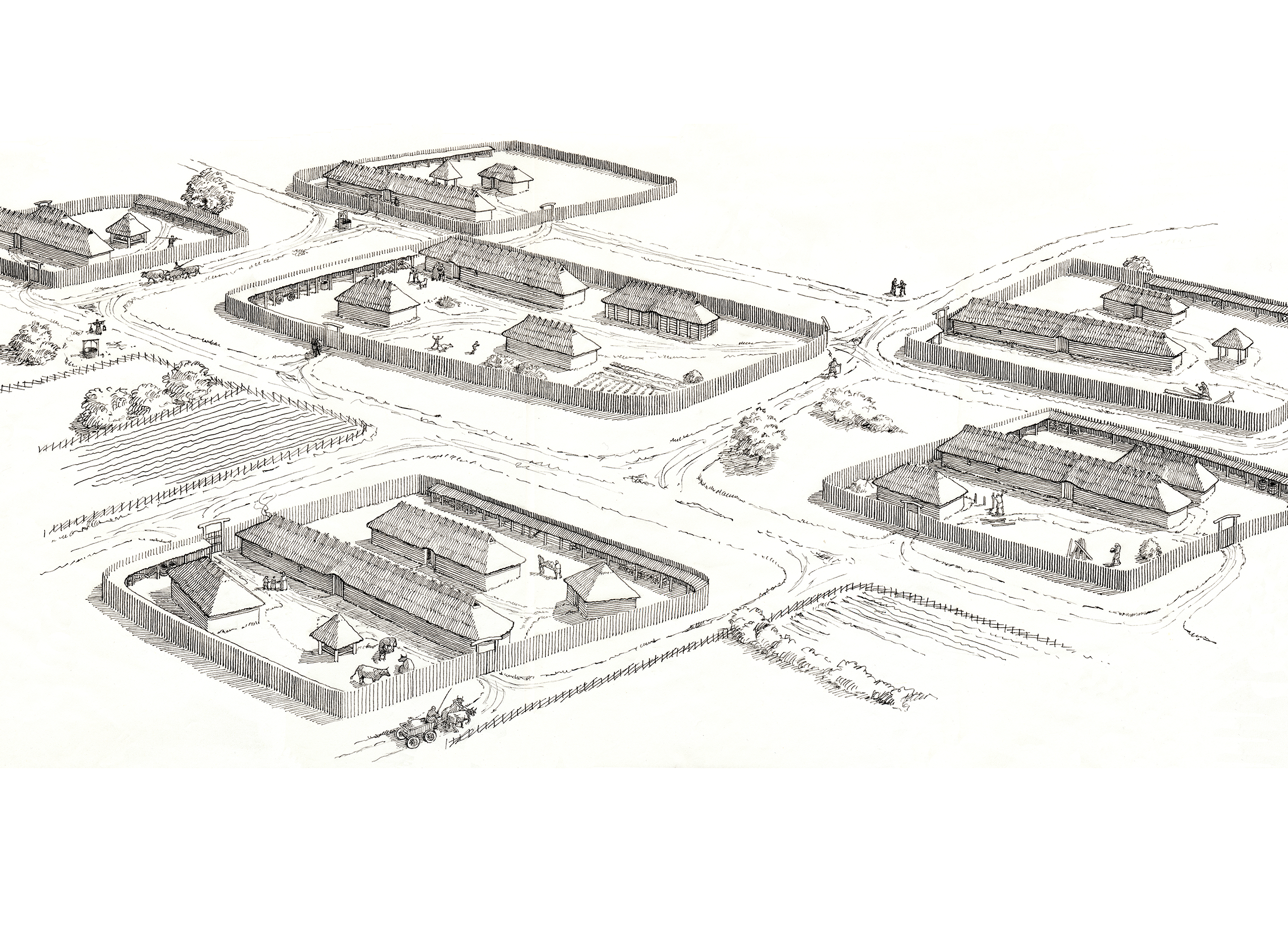 Stregtegning, jernalderlandsby