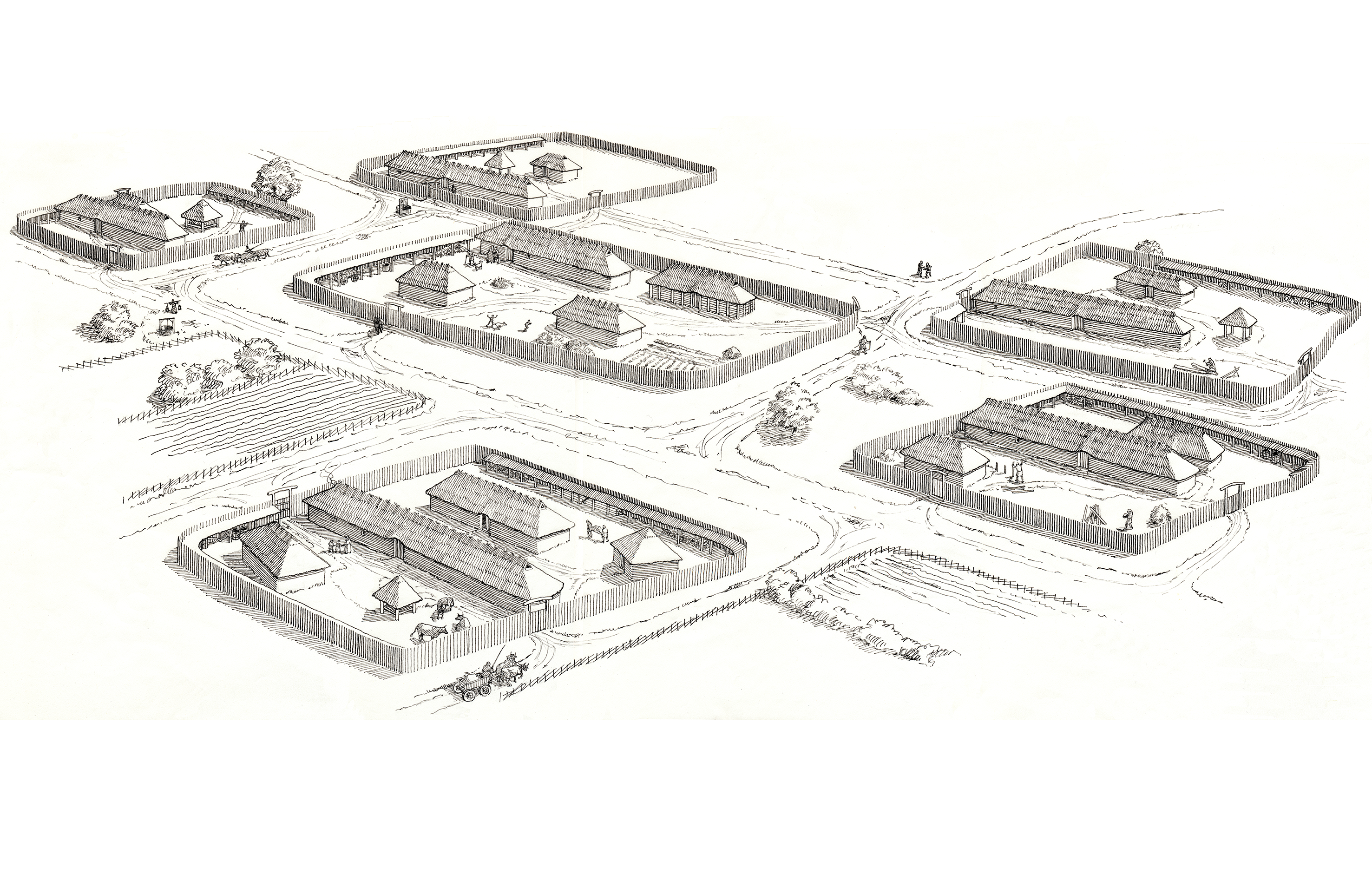 Stregtegning, jernalderlandsby