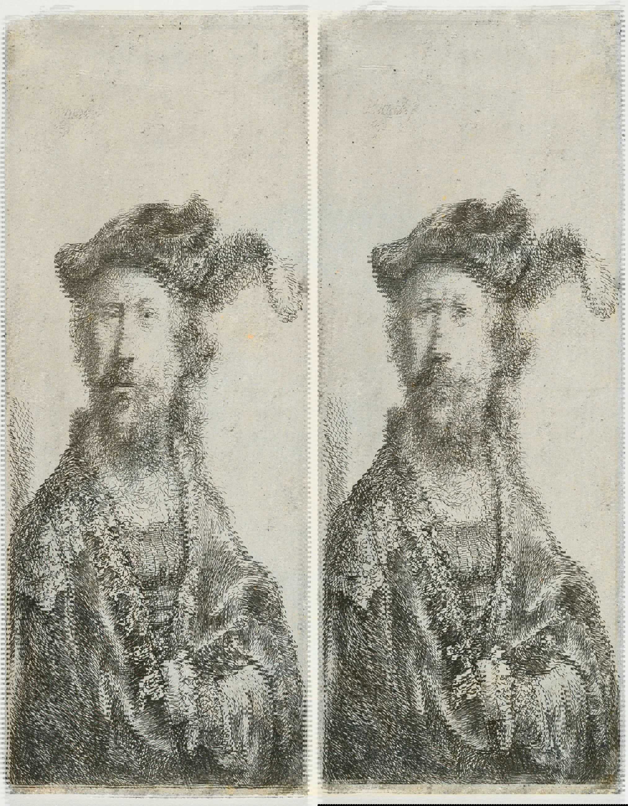Rembrandt van Rijn. Selvportræt med fløjlshue og fjer, 1638. Radering. Vejle Kunstmuseum