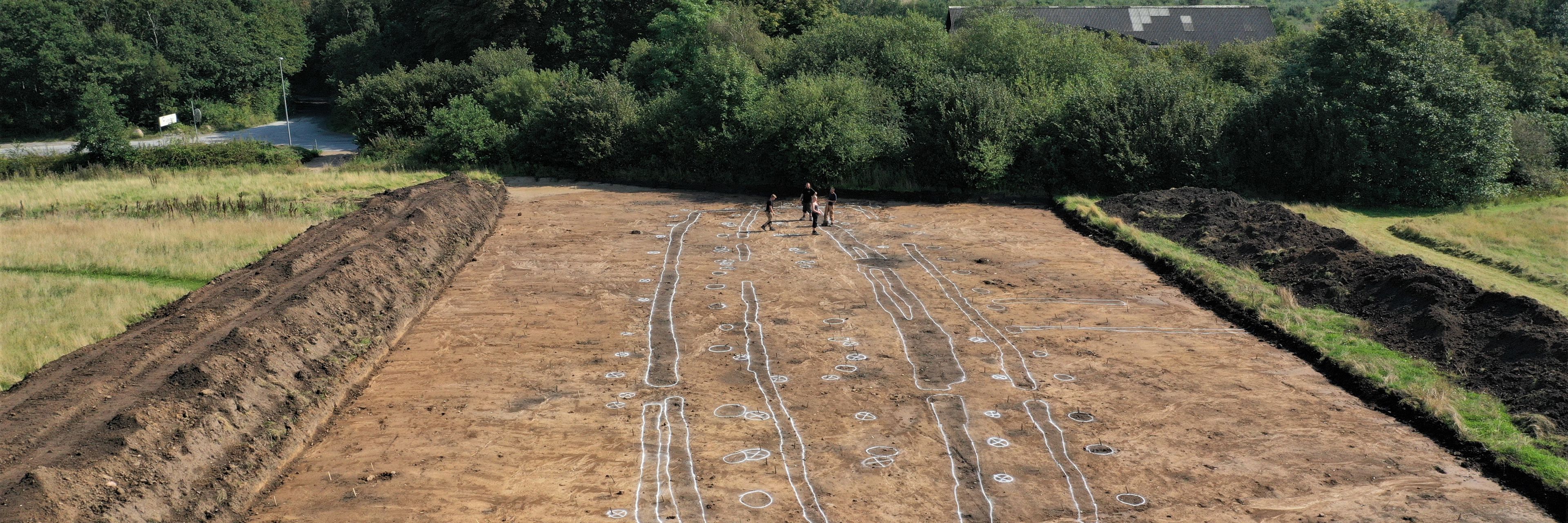 Vikingetidshal ved Erritsø. Dronefoto 2