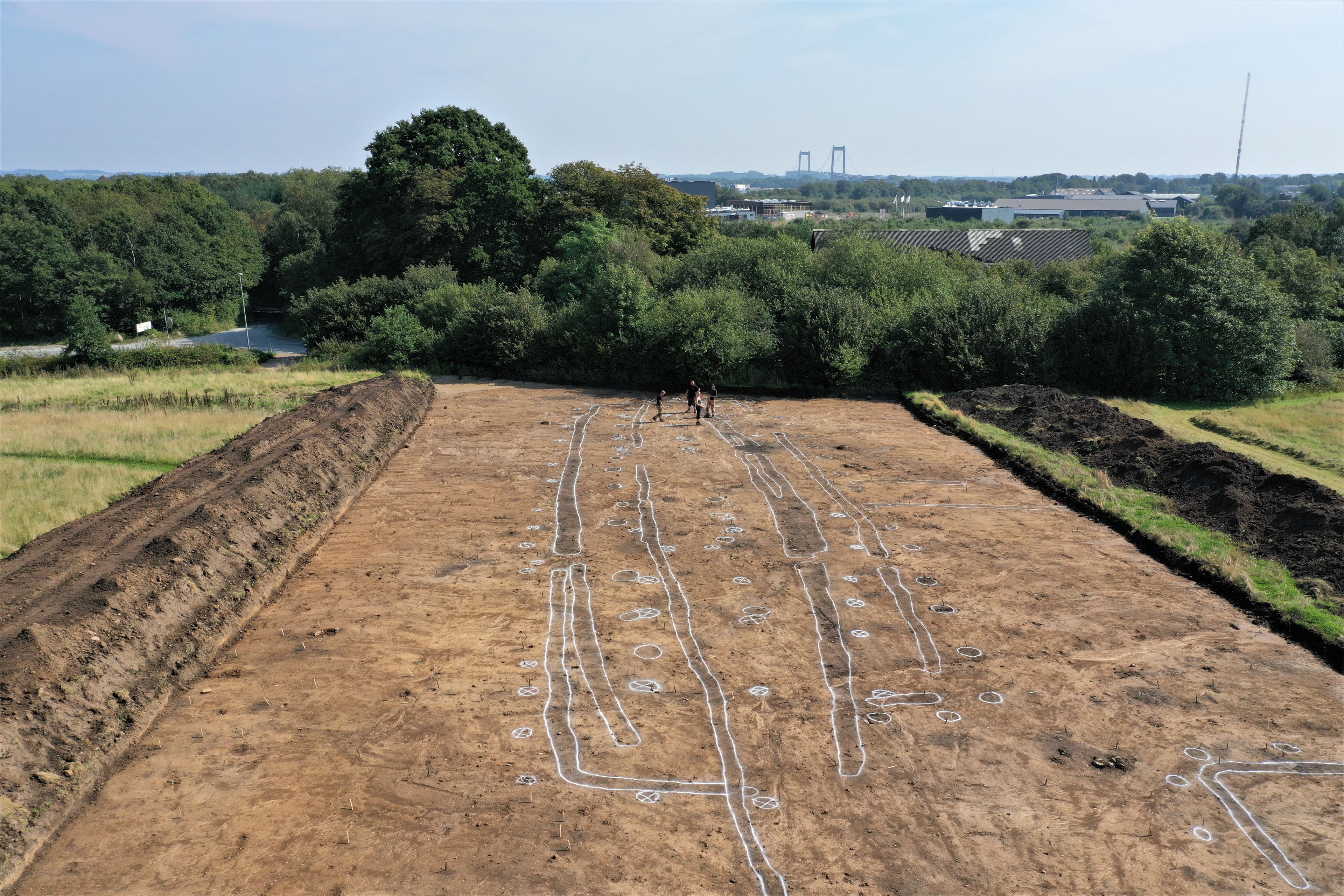 Vikingetidshal ved Erritsø. Dronefoto 2